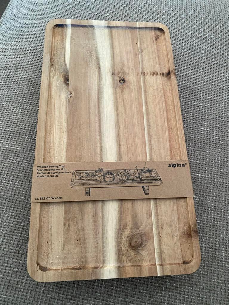 Alpina Houten Dienblad - Nieuw serveerschaal hout schaal, Huis en Inrichting, Woonaccessoires | Dienbladen, Ophalen of Verzenden