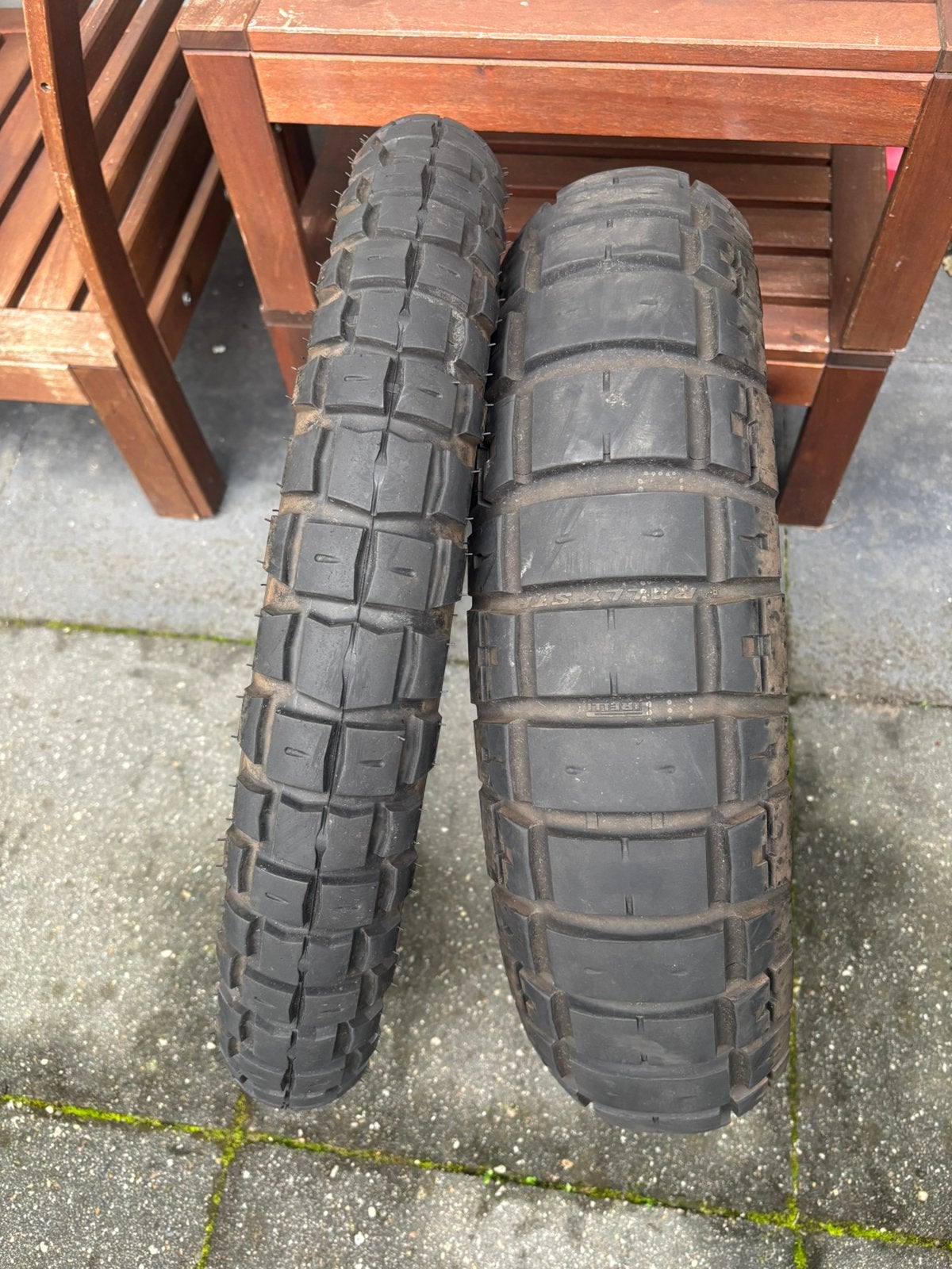 Pirelli Scorpion Rally STR banden (150/70R18 & 90/90R21), Ophalen, Gebruikt