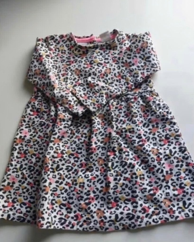 Hema Jurk Jurkje Panterprint Zwart Wit Roze maat mt 98, Meisje, Ophalen of Verzenden, Zo goed als nieuw, HEMA