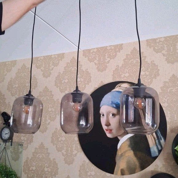 Moderne hanglampen set met donker smoke glas, Huis en Inrichting, Modern, Industrieel, Zo goed als nieuw, Glas, E27 (groot)