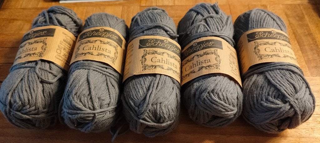 5 bollen Scheepjes Cahlista 501 Anthracite, Ophalen of Verzenden, Zo goed als nieuw, Breien of Haken, Wol of Garen