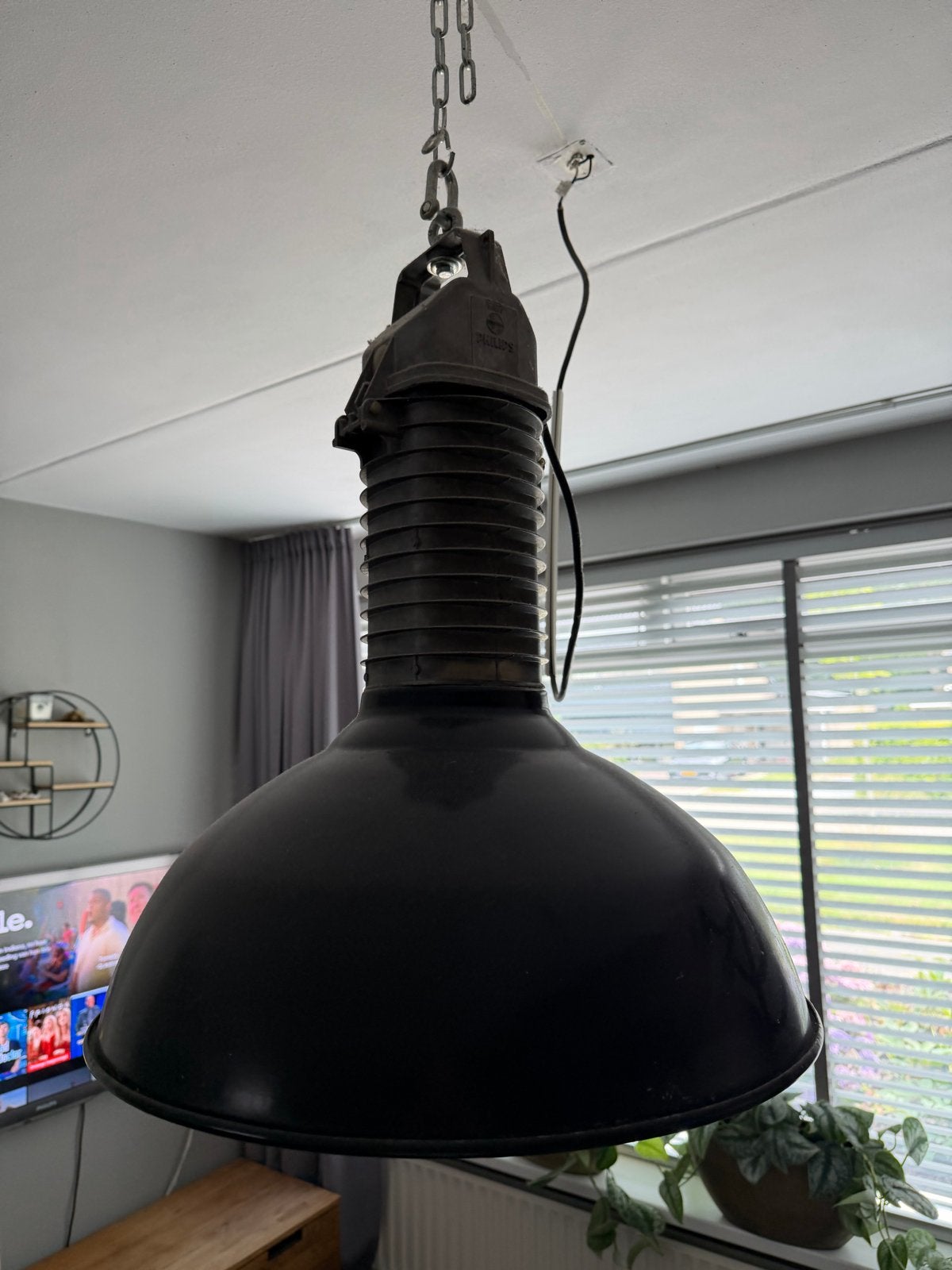 Philips Industriële Hanglamp - Zwart Emaille, Ophalen, Gebruikt, Metaal, E27 (groot)