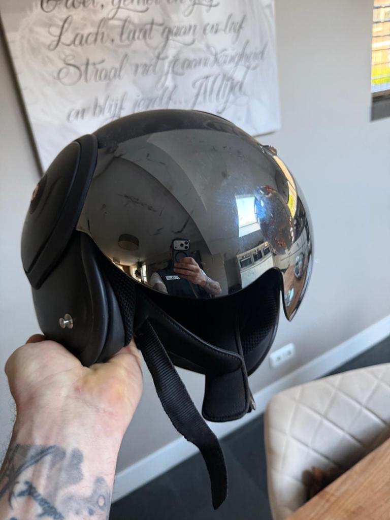 Roof Boxxer motorhelm - Mat zwart met spiegelvizier, Motoren, Kleding | Motorhelmen, Systeemhelm, Heren, S, Tweedehands