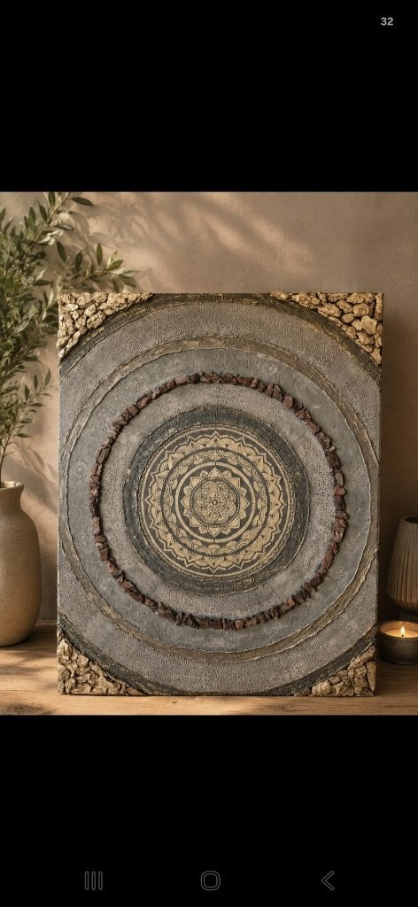 Groot schilderij op houten paneel, mandala, 3d, nieuw, goud, Huis en Inrichting, Woonaccessoires | Schilderijen, Tekeningen en Foto's