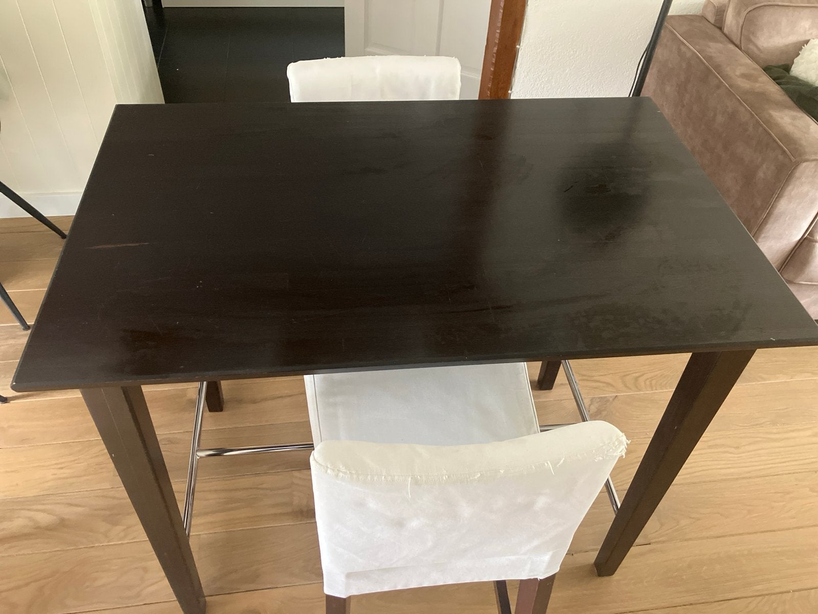 Bartafel en twee krukken, Ophalen, Gebruikt, 100 tot 150 cm, 50 tot 100 cm