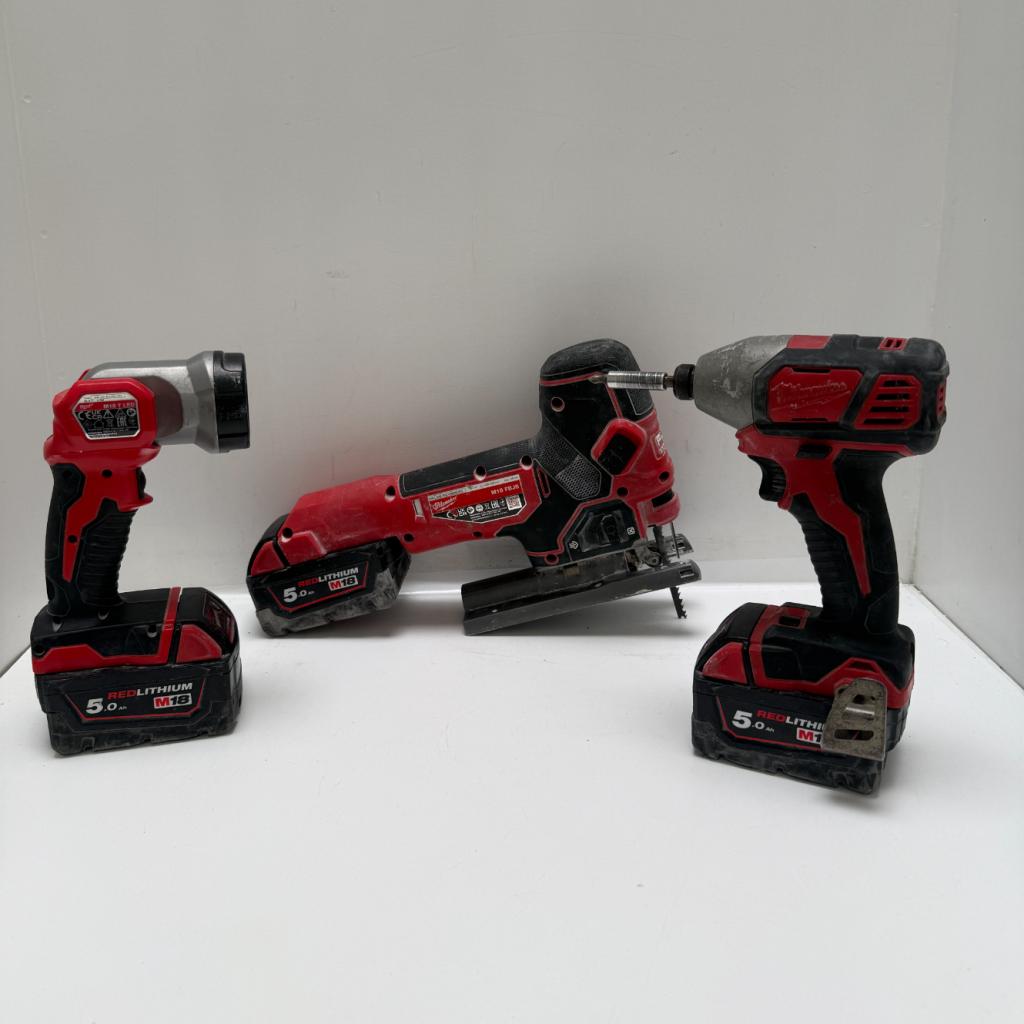 Milwaukee M18 FBJS + M18 T Led + M18 BID Set | Met Garantie, Doe-het-zelf en Verbouw, Gereedschap | Zaagmachines, Gebruikt