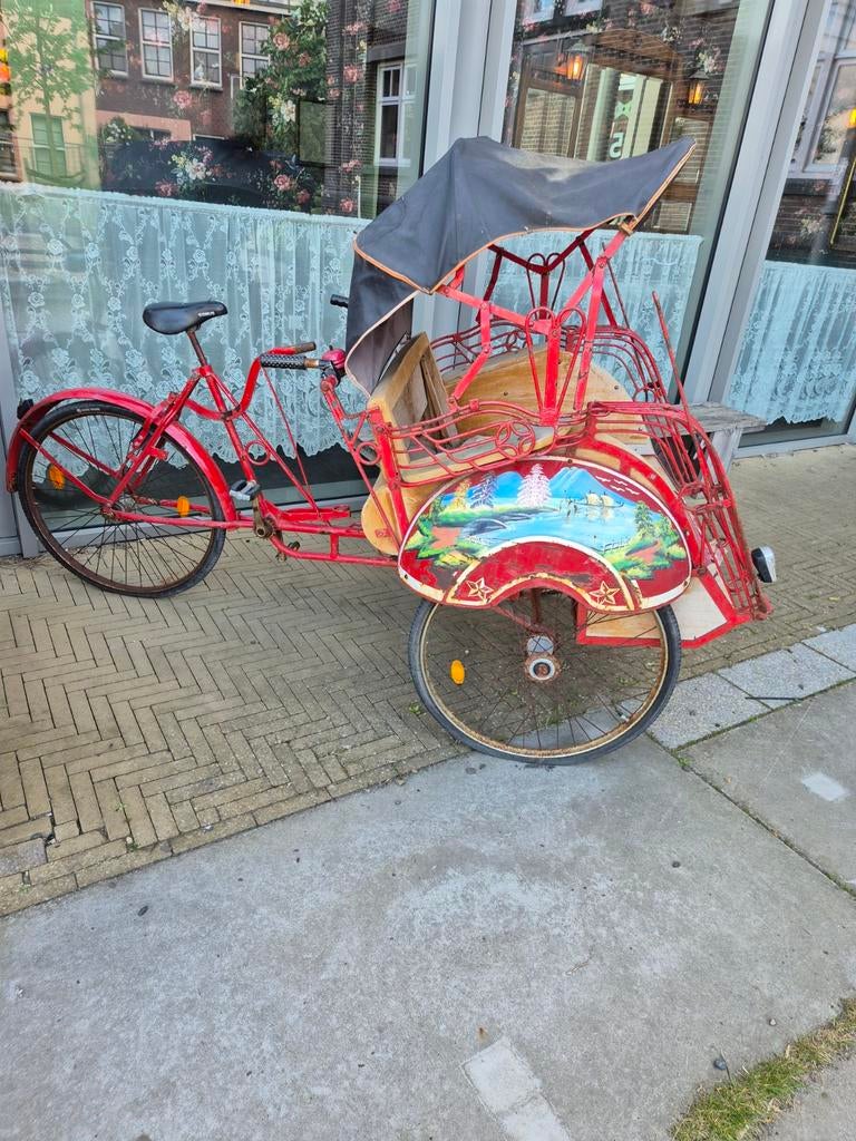 Unieke Vintage Riksja - Oogstrelend en Functioneel, Ophalen of Verzenden, Gebruikt, Velgrem, Onbekend