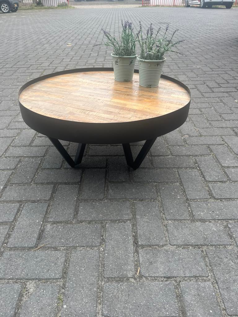 Salontafel Industrieel, Huis en Inrichting, Tafels | Salontafels, Ophalen, 50 tot 100 cm, Overige materialen, Rond