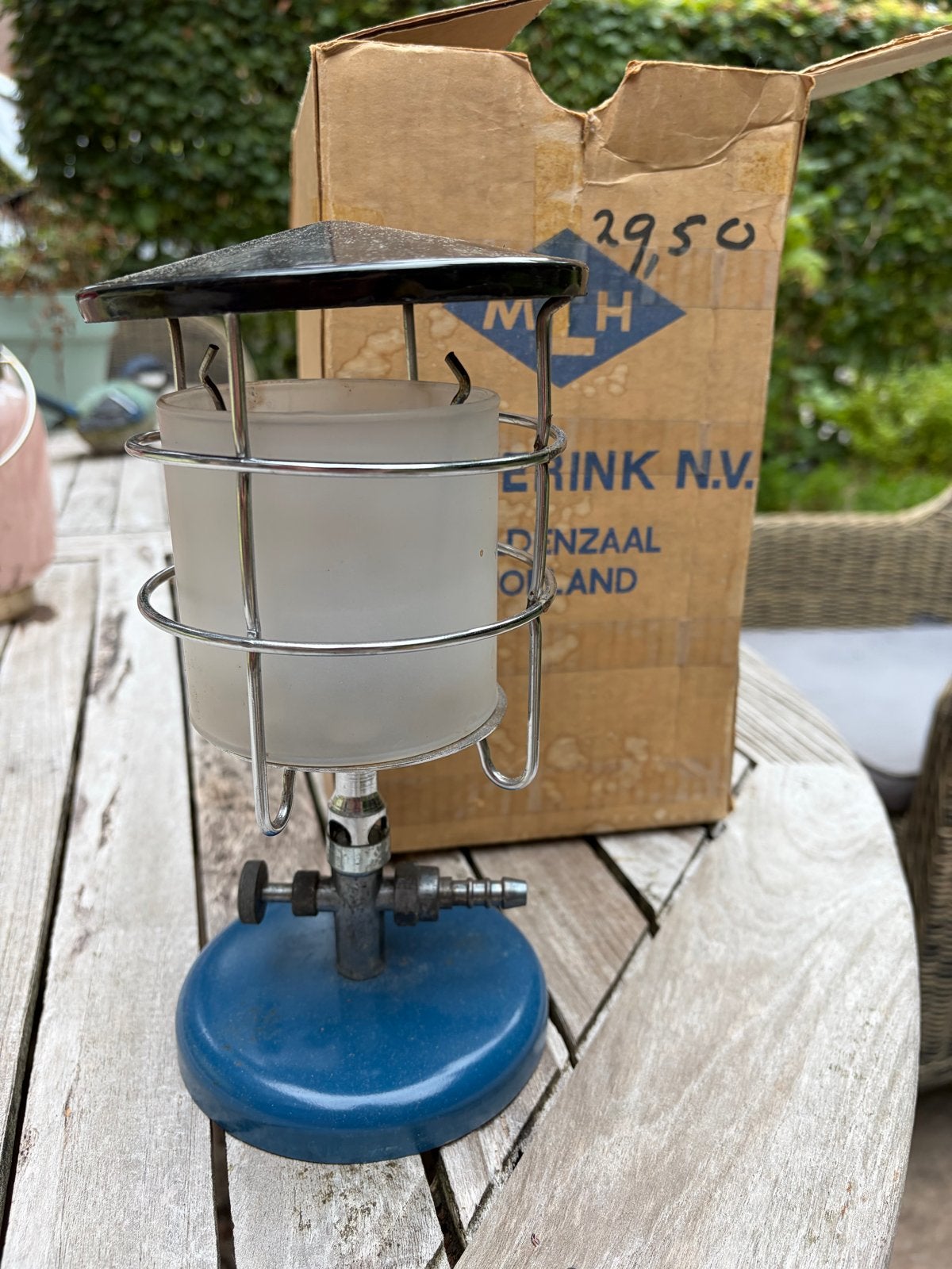 Vintage Camping Gaslamp - MH - Draagbare Buitenverlichting, Antiek en Kunst, Ophalen of Verzenden
