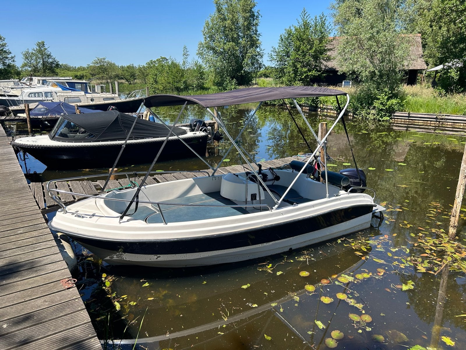 Gancza 434 met Tohatsu 9.9pk 4-takt en Bimini top, Watersport en Boten, Benzine, Overige merken, Gebruikt, Buitenboordmotor