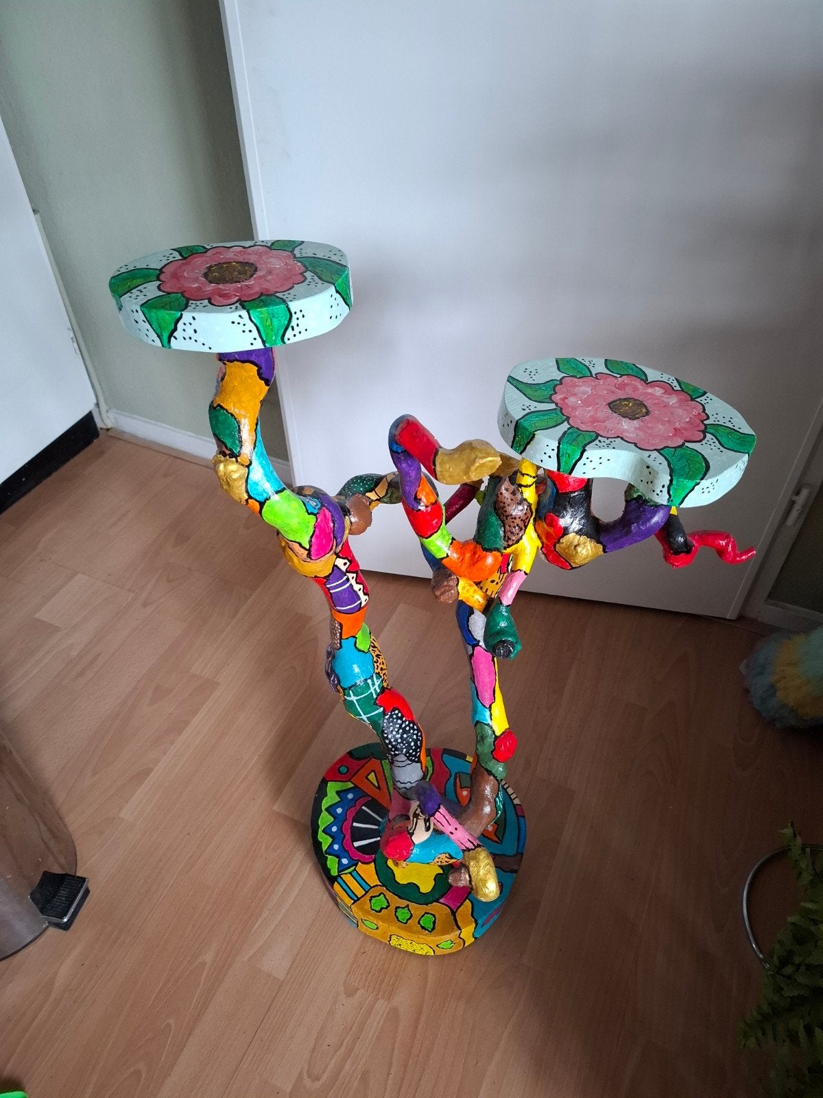 Unieke handgeschilderde plantenstandaard - 80x50cm, Ophalen of Verzenden, Nieuw