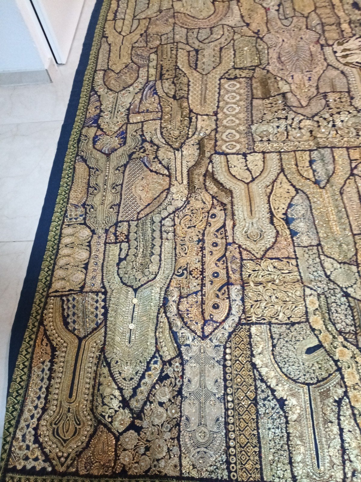 Uniek handgemaakt vloerkleed 199x250 cm, 150 tot 200 cm, Bohemian, Oosters, Patchwork, Ophalen of Verzenden, Blauw