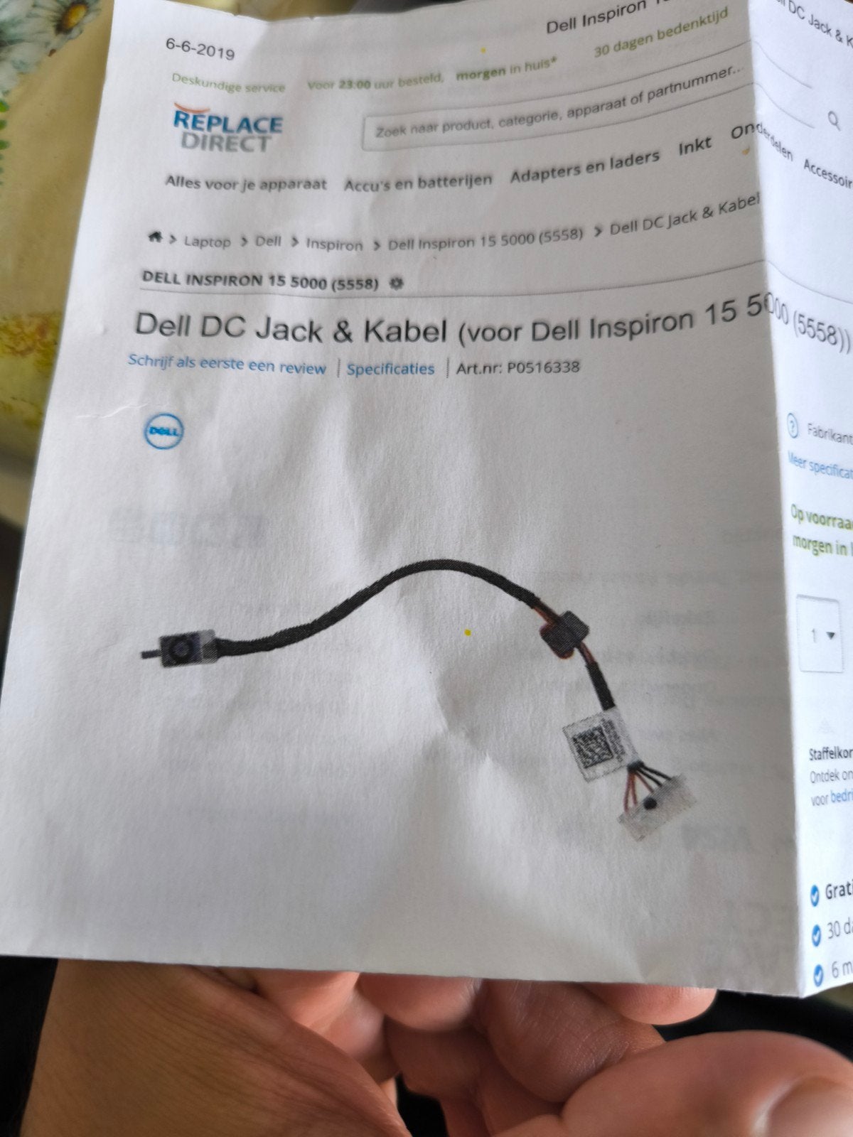 Dell DC Jack & Kabel voor Dell Inspiron 15 5000 (5558), Ophalen of Verzenden