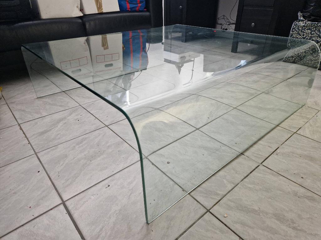 Fiam Italia salontafel, Ophalen, Gebruikt, 100 tot 150 cm, Glas