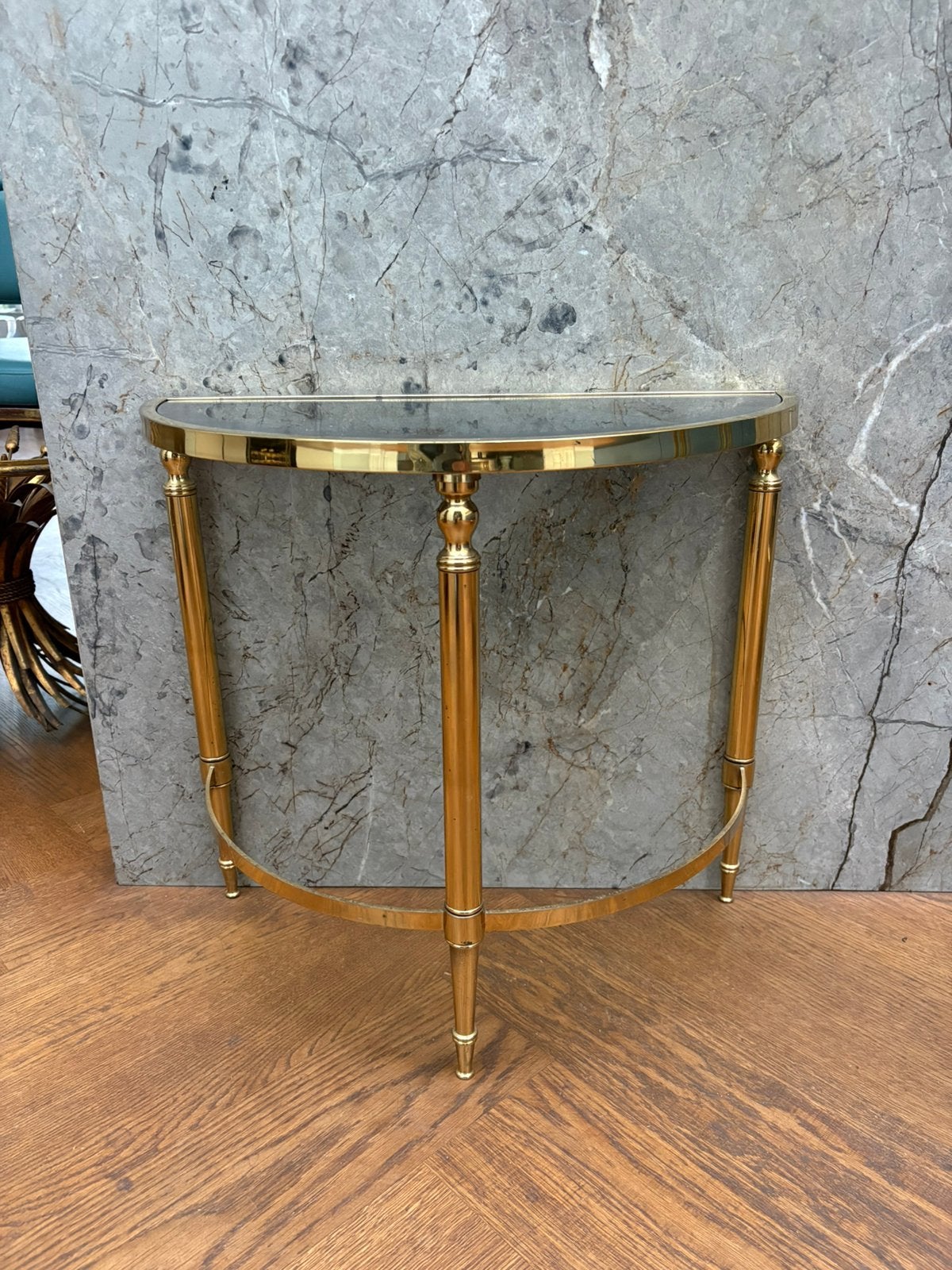 Sierlijk Frans Maison Lancel demi Lune tafeltje, Minder dan 55 cm, Rond, Zo goed als nieuw, Ophalen