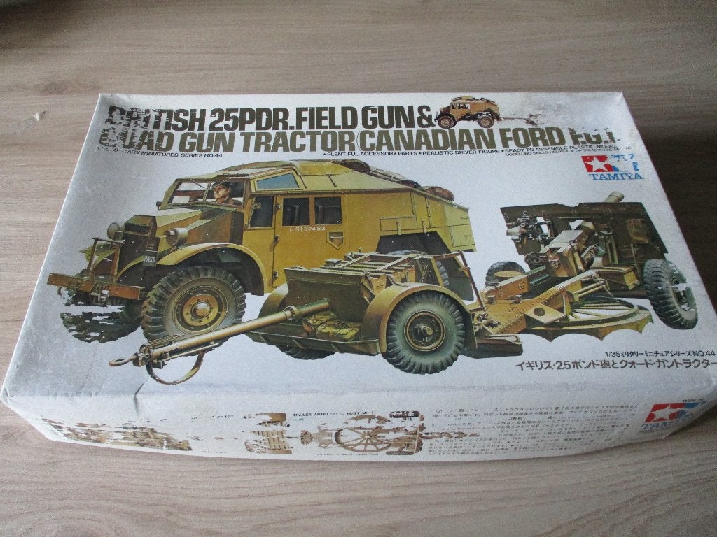 Tamiya British 25pdr field gun &quad gun tractor, Tank, 1:32 tot 1:50, Ophalen of Verzenden, Zo goed als nieuw