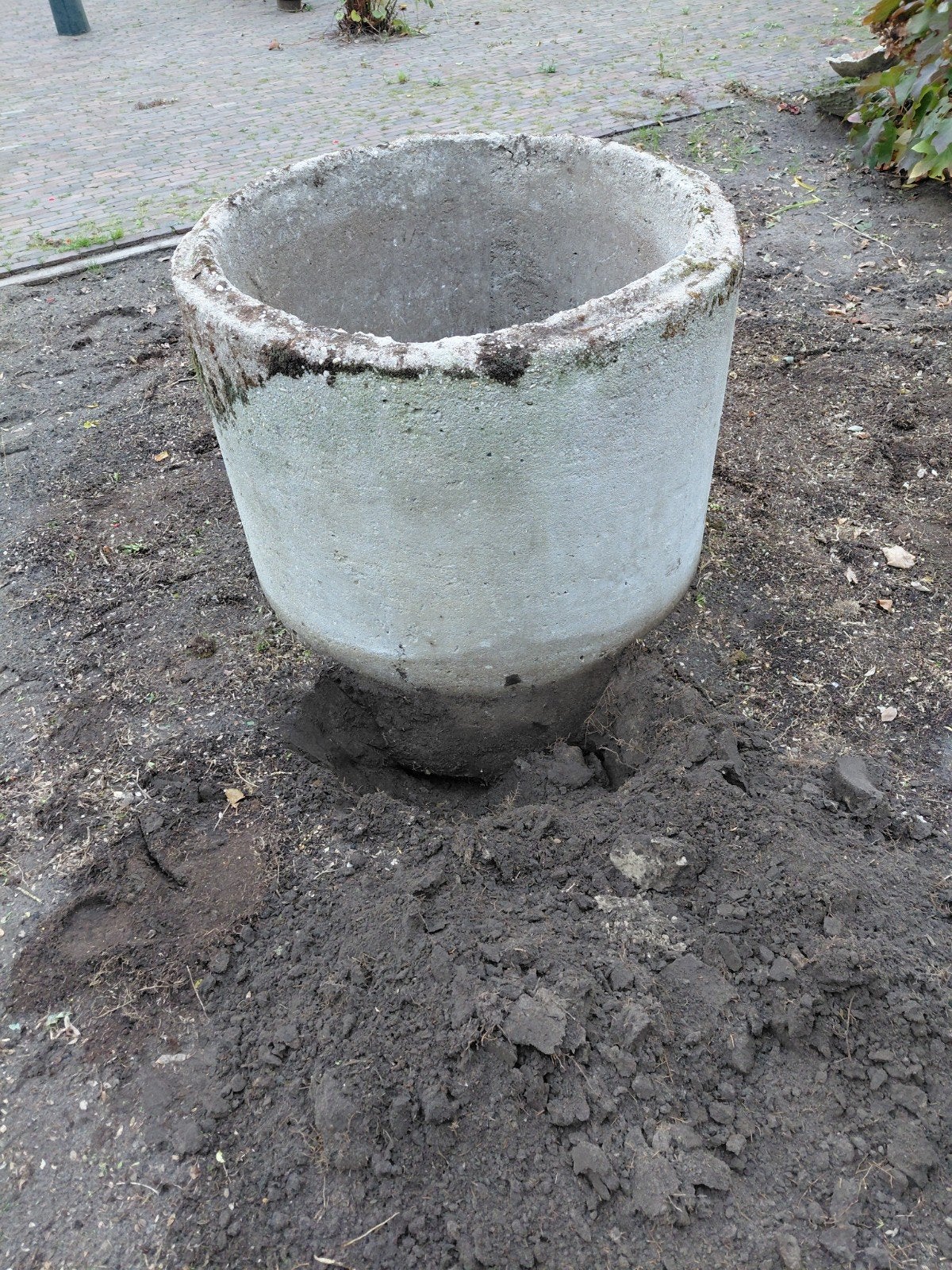 Gratis ophalen: Grote betonnen plantenbak/wensput, Ophalen, Gebruikt, 100 cm of meer, Rond