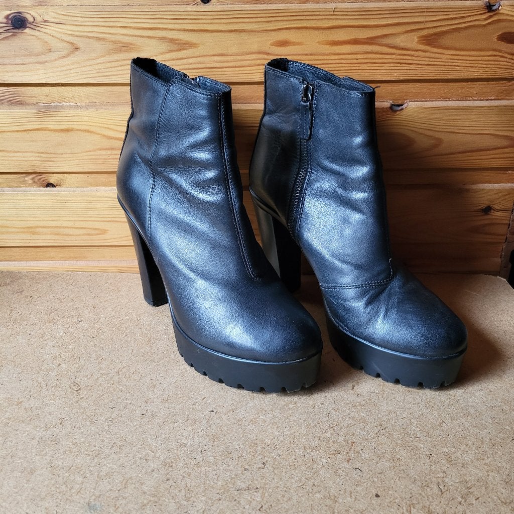 Zwarte lederen enkellaarzen Piure, Kleding | Dames, Schoenen, Ophalen, Gedragen, Zwart, Lage of Enkellaarzen