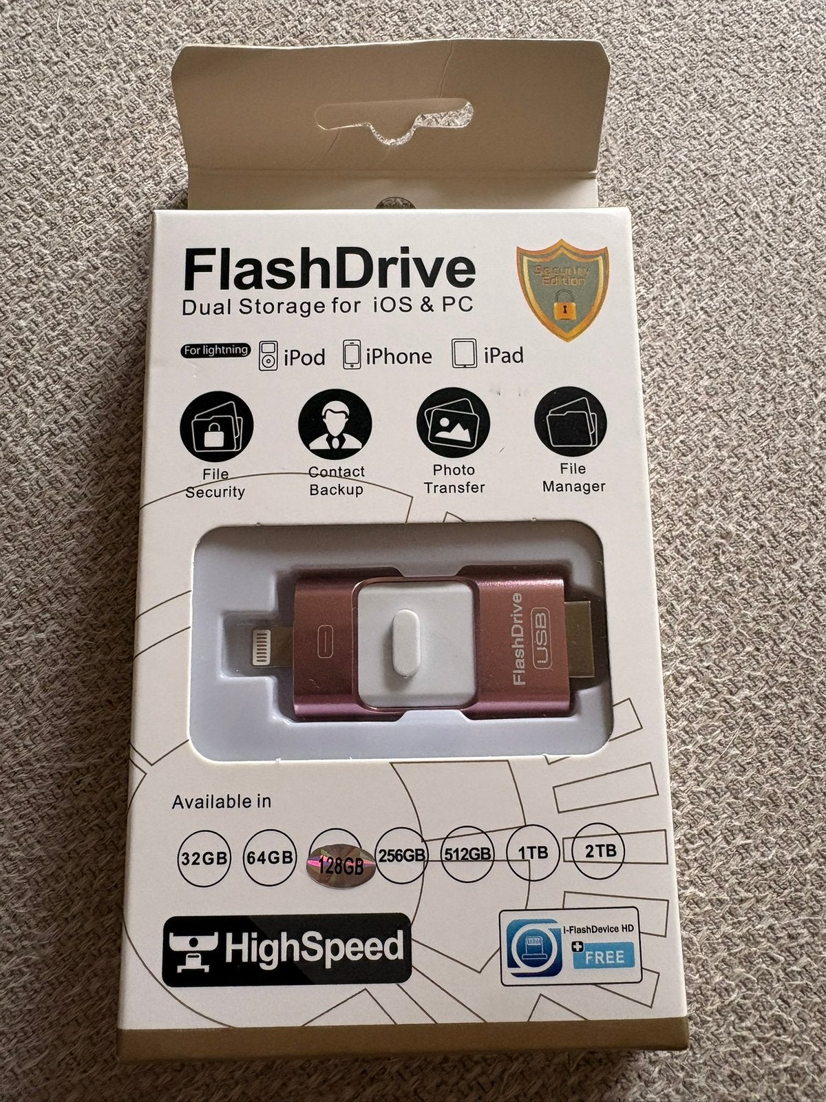 Nieuw: 128GB FlashDrive USB Stick voor iPhone, iPad & PC, Ophalen of Verzenden, Nieuw, 128 GB