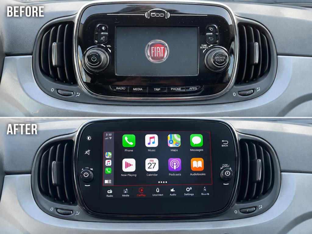 Fiat / Abarth uconnect upgrade 5inch️>7 inch incl carplay, Auto diversen, Ophalen of Verzenden, Zo goed als nieuw