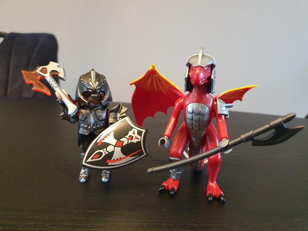 Playmobil rode draak met ridder en accessoires aangeboden, Kinderen en Baby's, Speelgoed | Playmobil, Ophalen of Verzenden, Gebruikt
