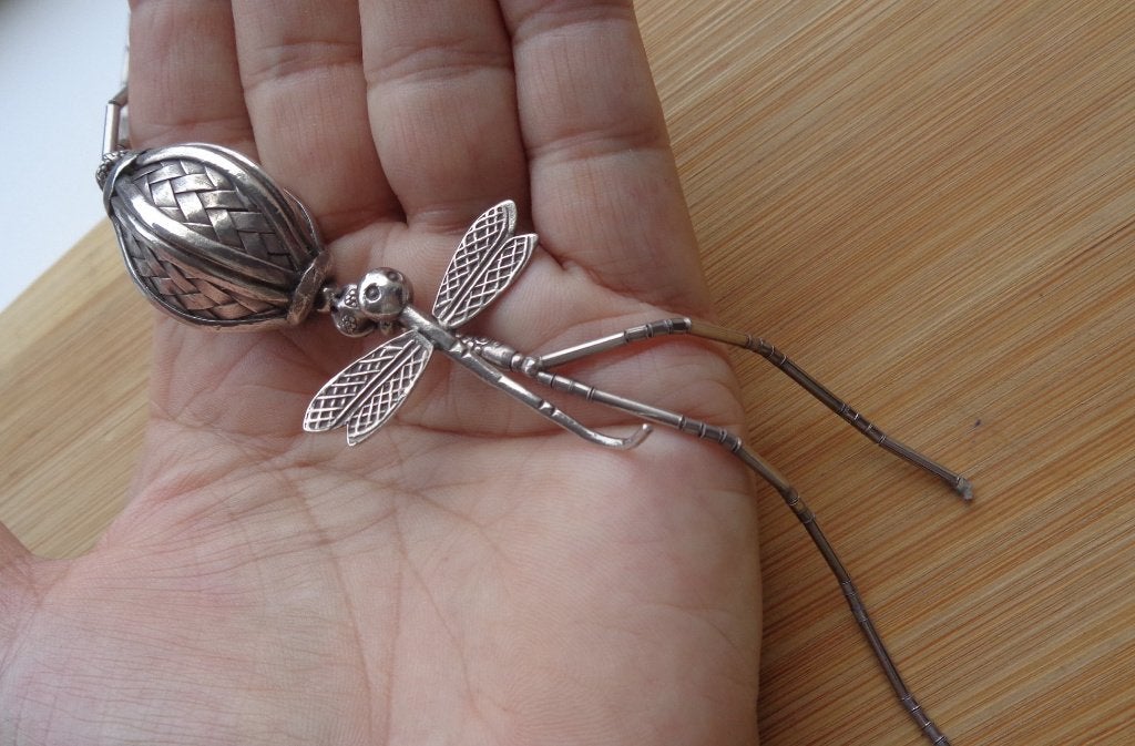 zilveren ketting Karen Hill met libelle [767], Met hanger, Verzenden, Zo goed als nieuw, Zilver