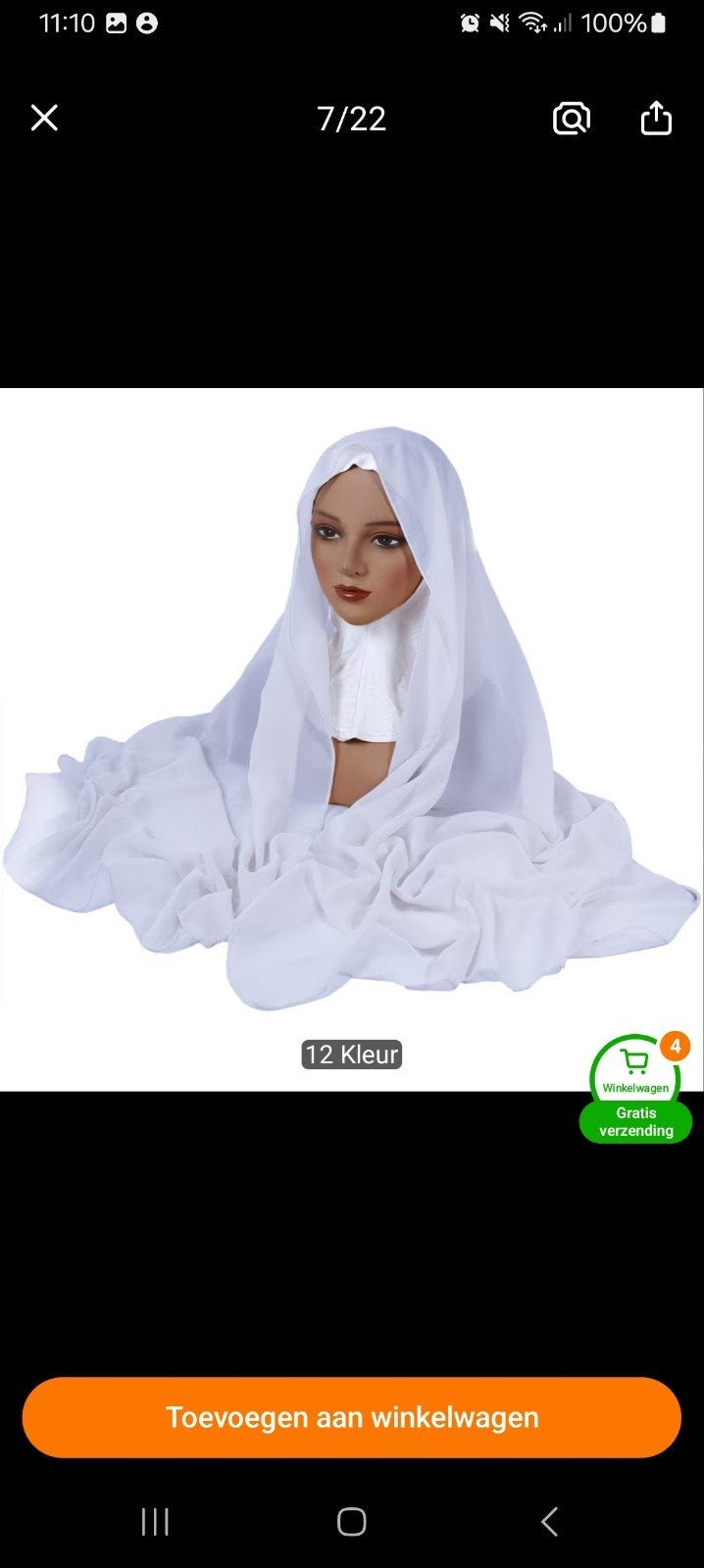 Elegante Hijab Hoofddoek wit, Kleding | Dames, Onbekend, Ophalen of Verzenden, Nieuw