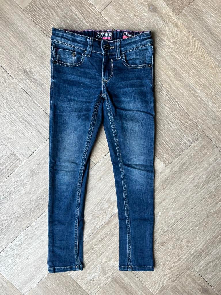 Spijkerbroek, Vingino, skinny, maat 122, Kinderen en Baby's, Kinderkleding | Maat 122, Zo goed als nieuw, Meisje, Broek, Ophalen of Verzenden