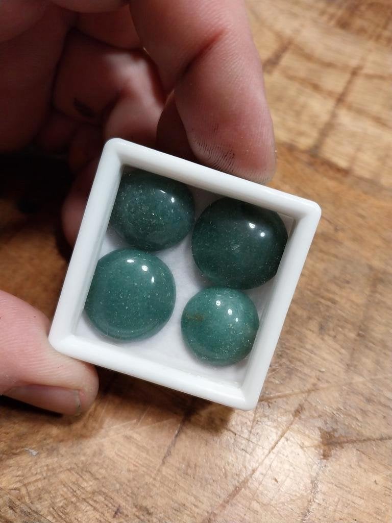 4 grote ronde aventurijn cabochons, Ophalen of Verzenden, Zo goed als nieuw