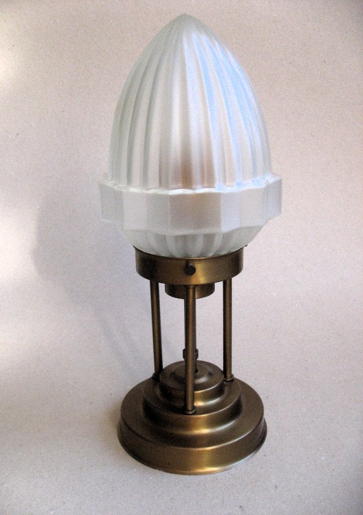 Art deco pafond of tafellamp , matglas en messing, Ophalen of Verzenden