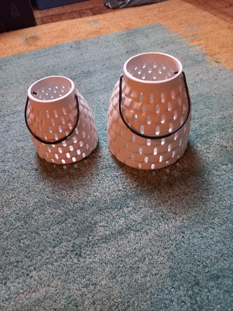 2 windlichten, Ophalen of Verzenden, Zo goed als nieuw, Wit, Overige stijlen