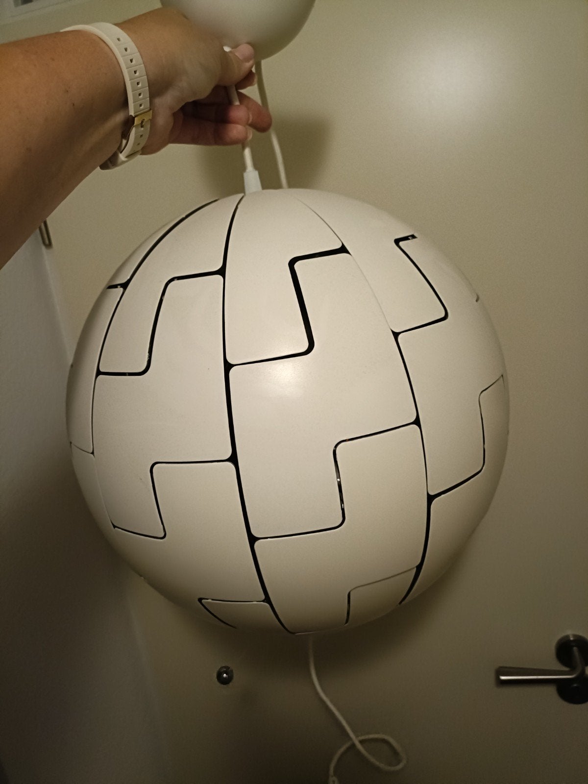 Ikea PS 2014 trek hanglamp zilver/wit 35cm, Gebruikt, Modern, Scandinavisch, Metaal, E27 (groot)