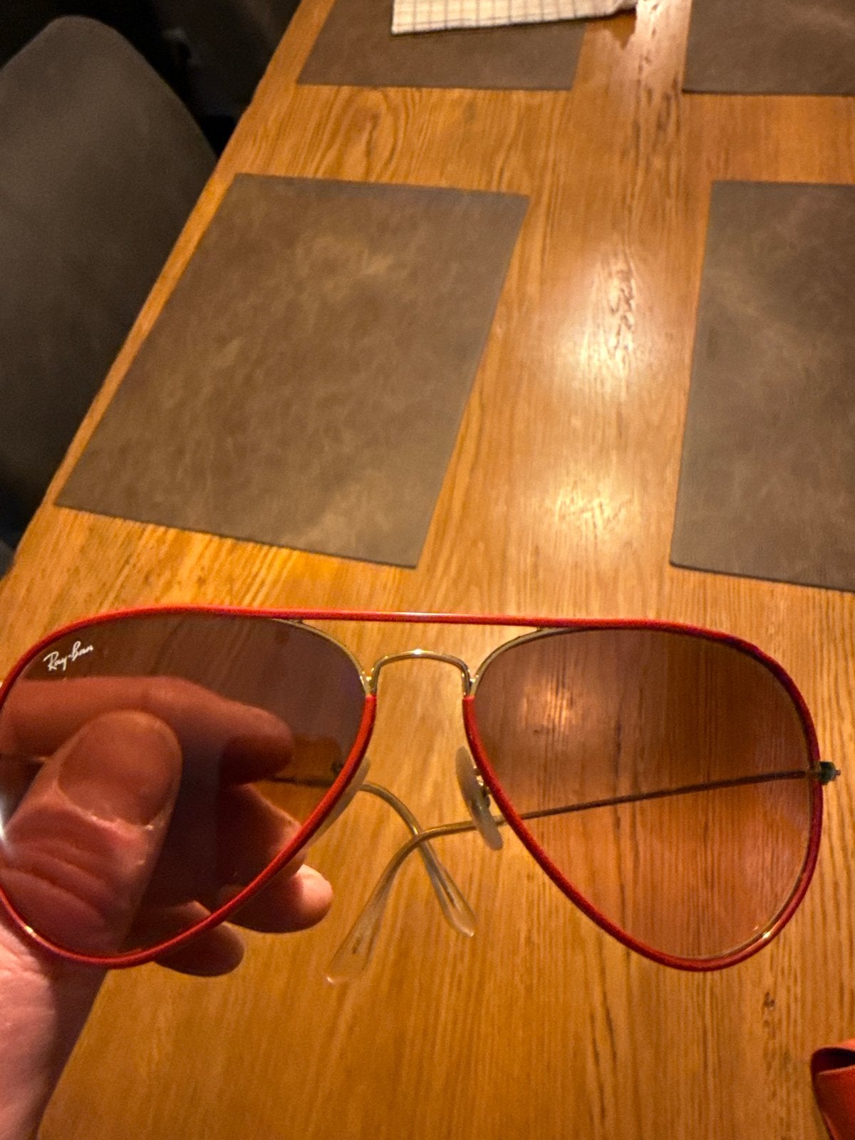 Ray-Ban Aviator Zonnebril Rood met Etui, Zonnebril, Ophalen of Verzenden, Zo goed als nieuw, Ray-Ban