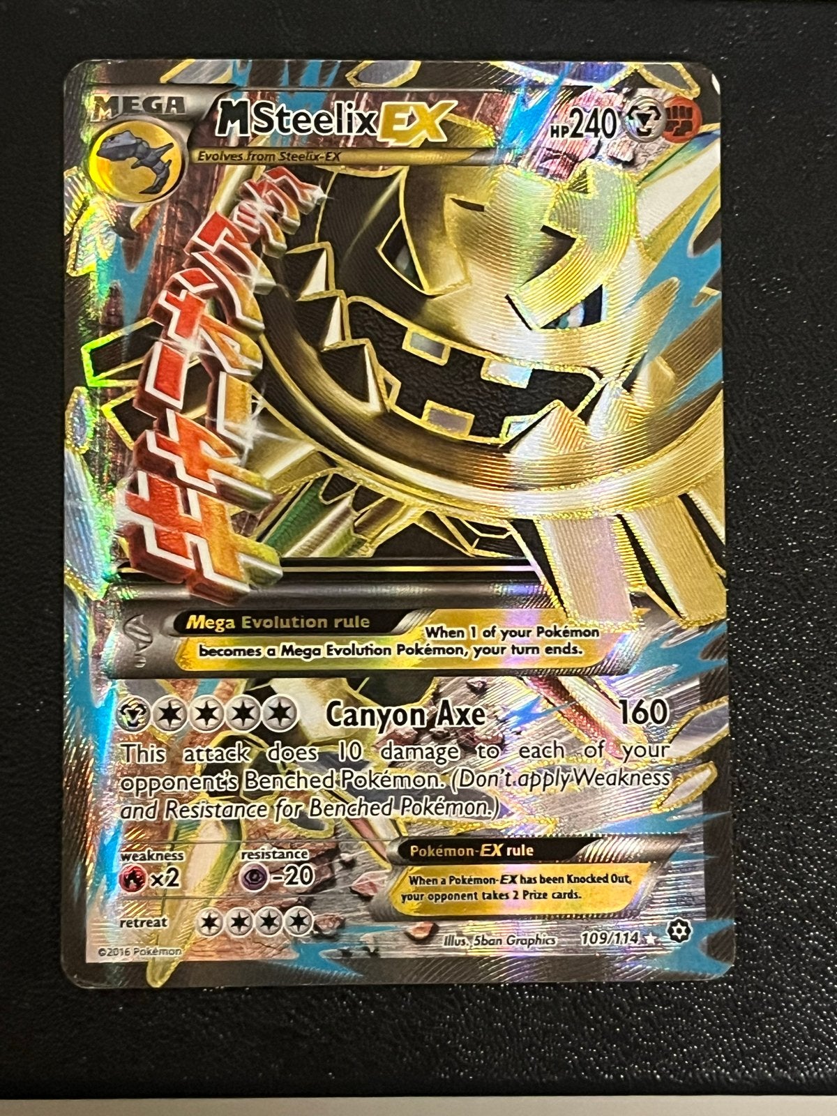 Pokémon Kaart Mega M Steelix EX 109/114 XY Breakpoint Foil, Ophalen of Verzenden, Gebruikt, Losse kaart, Foil
