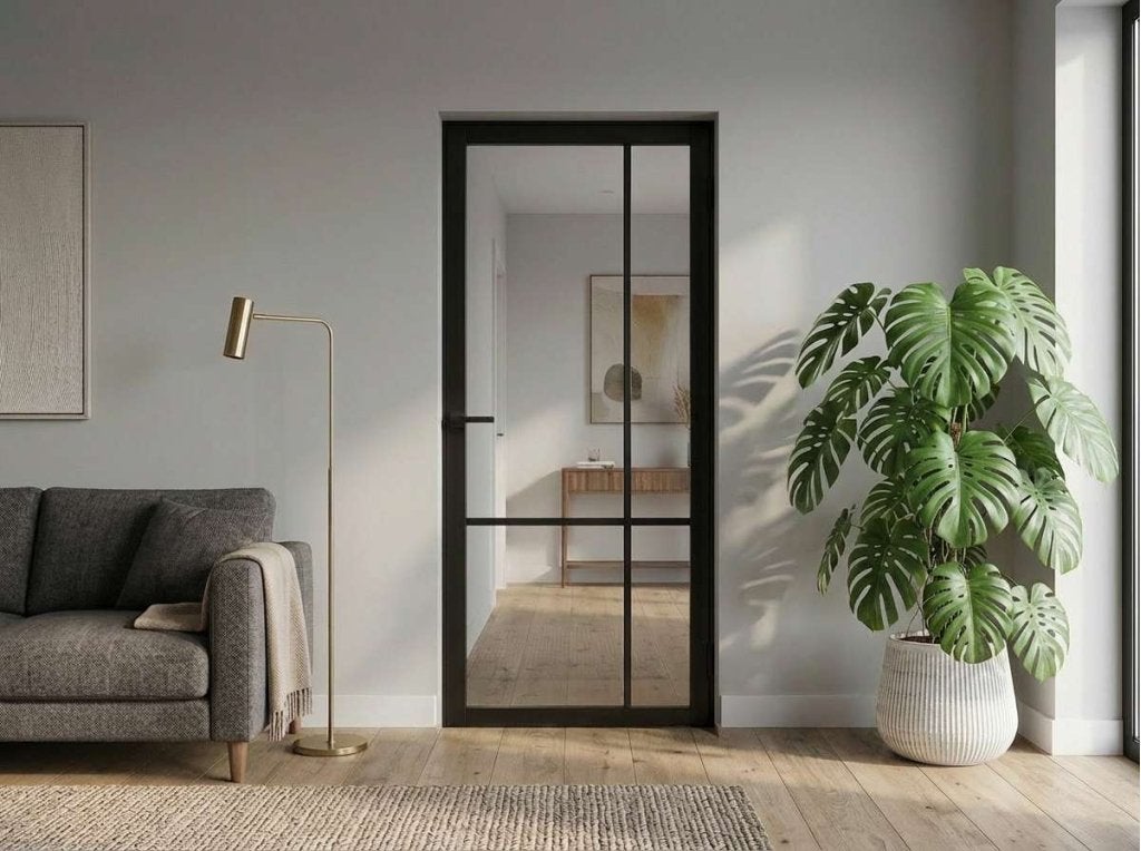 Staal look deur | industriële binnendeur  | helder glas, Niet ingevuld, 80 tot 100 cm, 215 cm of meer, Binnendeur