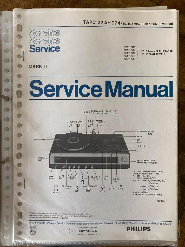 Philips Service Manuals Stereo-sets, Ophalen of Verzenden, Zo goed als nieuw, Philips