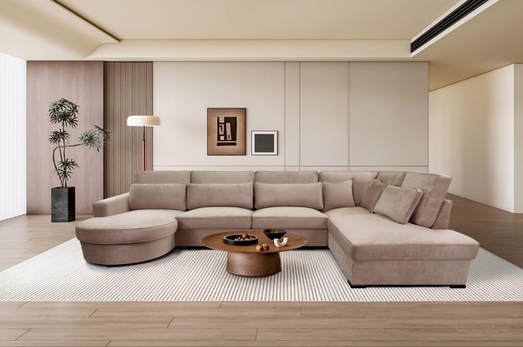 Nieuwe mega U-bank loungebank diverse kleuren en stoffen, Ophalen of Verzenden, Nieuw, 150 cm of meer, Vierpersoons of meer