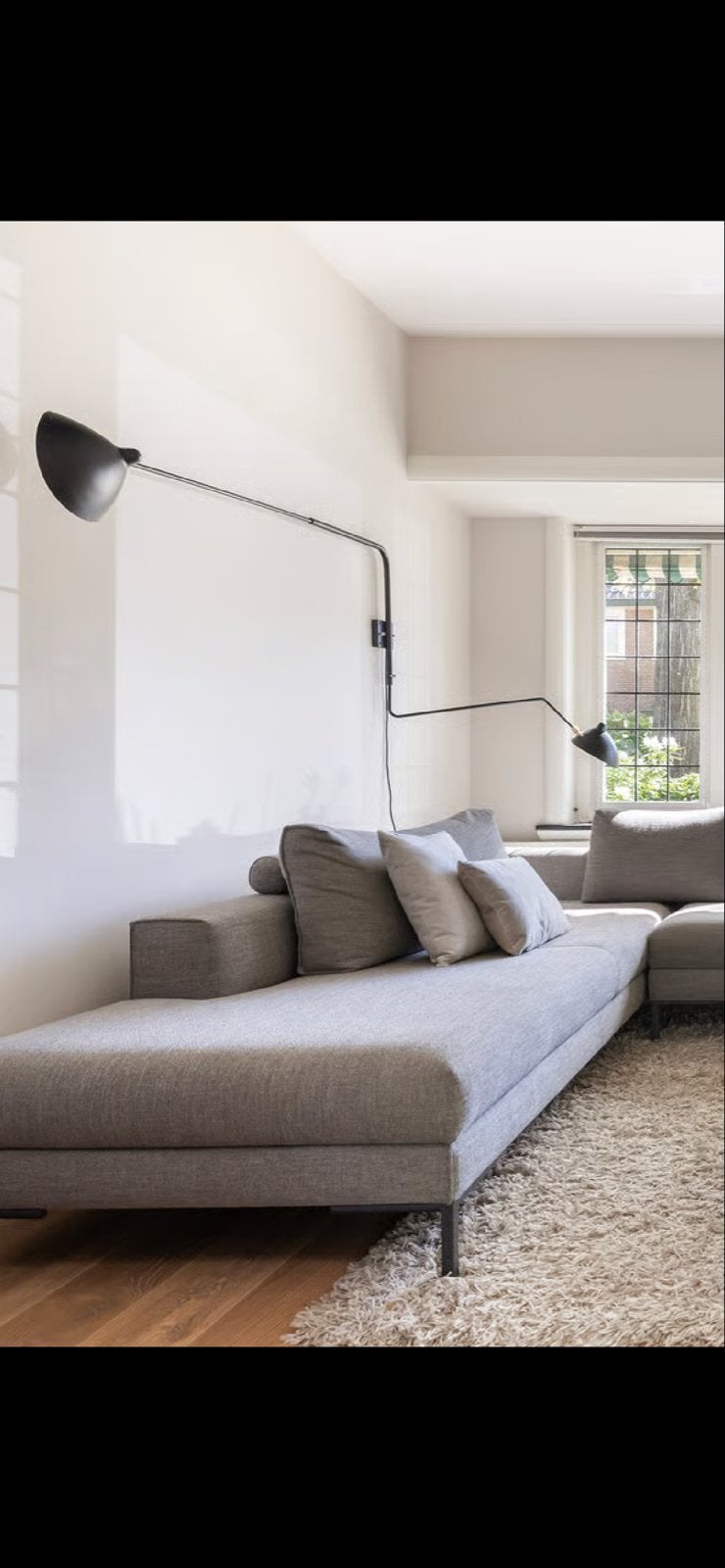 Zwarte design Wandlamp met Lange Arm, Huis en Inrichting, Ophalen, Zwart, E27 (groot), Zo goed als nieuw