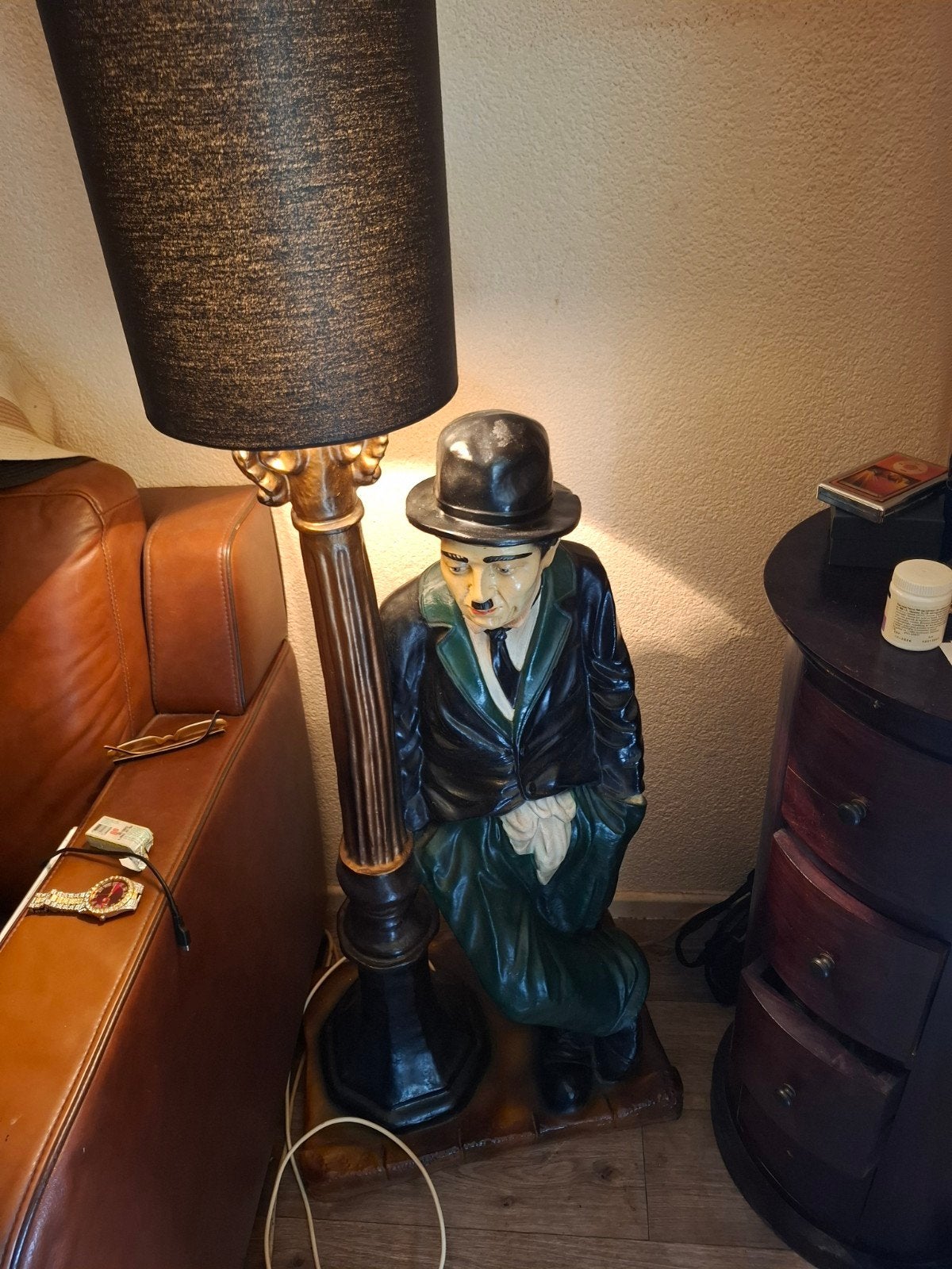 Unieke Charlie Chaplin vloerlamp - Vintage stijl, Antiek en Kunst, Antiek | Lampen, Ophalen