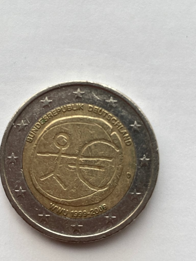 Duitsland 2 Euro Europese  Monetaire Unie 1999-2009 D., Ophalen of Verzenden, Duitsland, 2 euro, Losse munt