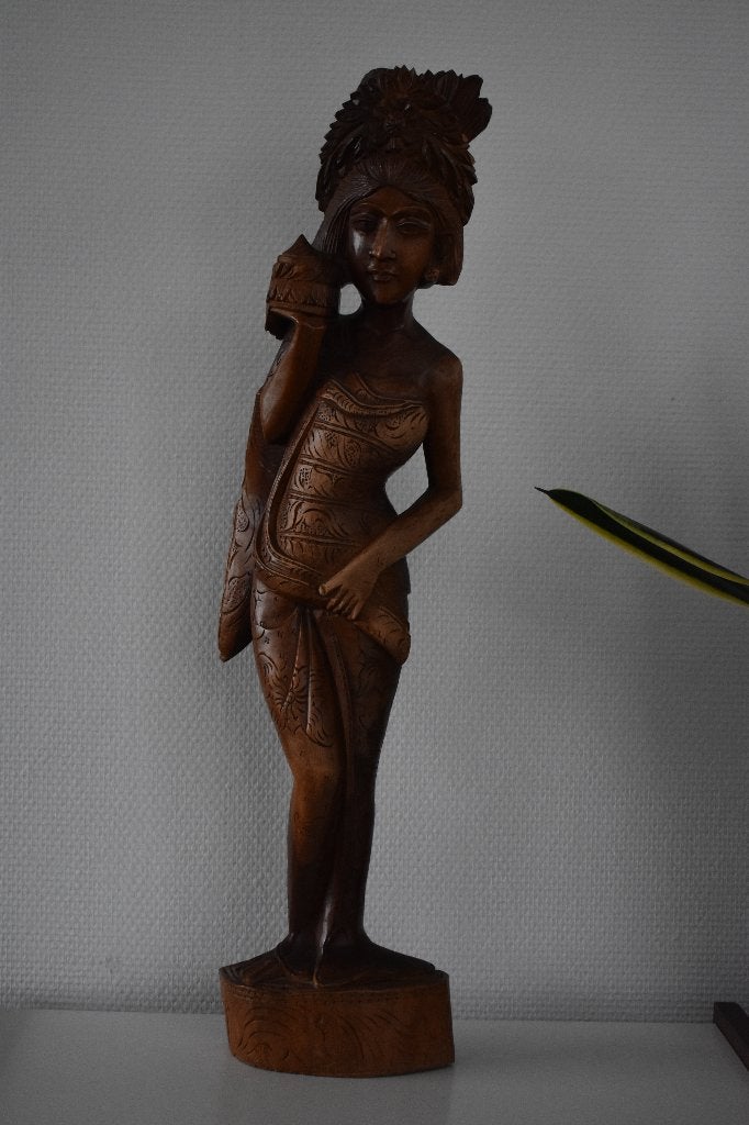 Legong Djanger Janger zeer groot beeld Bali 63 cm hoog, Antiek en Kunst, Kunst | Beelden en Houtsnijwerken, Handgemaakt, Beeld