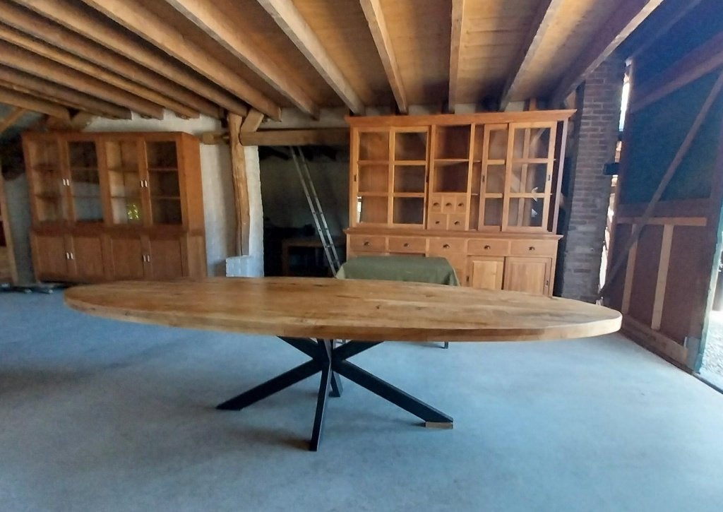 Prachtige megagrote ovale tuintafel 300 cm, Ophalen, Zo goed als nieuw, Ovaal, Hout