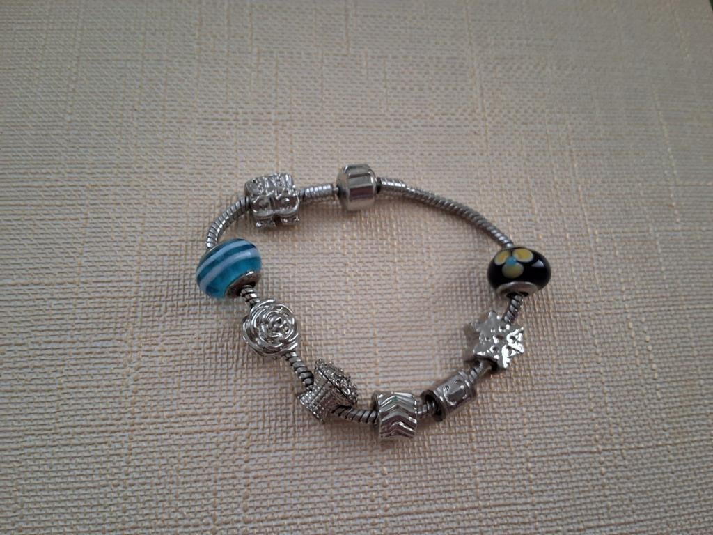 Stijlvolle armband met diverse bedels, Sieraden, Tassen en Uiterlijk, Overige materialen, Gebruikt, Ophalen of Verzenden, Met bedels of kralen