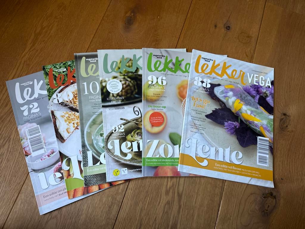 Lekker Vega tijdschriften - Vegetariërs Bond (6 stuks), Ophalen of Verzenden, Zo goed als nieuw, Overige typen