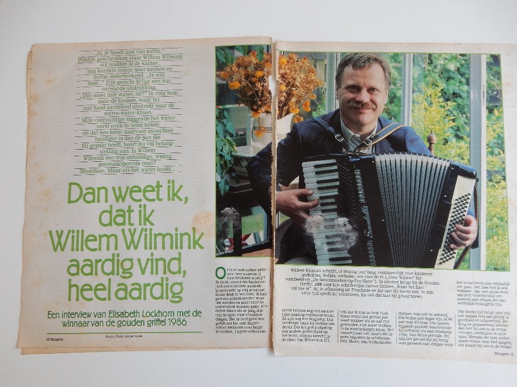 Willem Wilmink groot artikel uit tijdschrift., Ophalen of Verzenden, 1980 tot heden, Nederland, Knipsel(s)