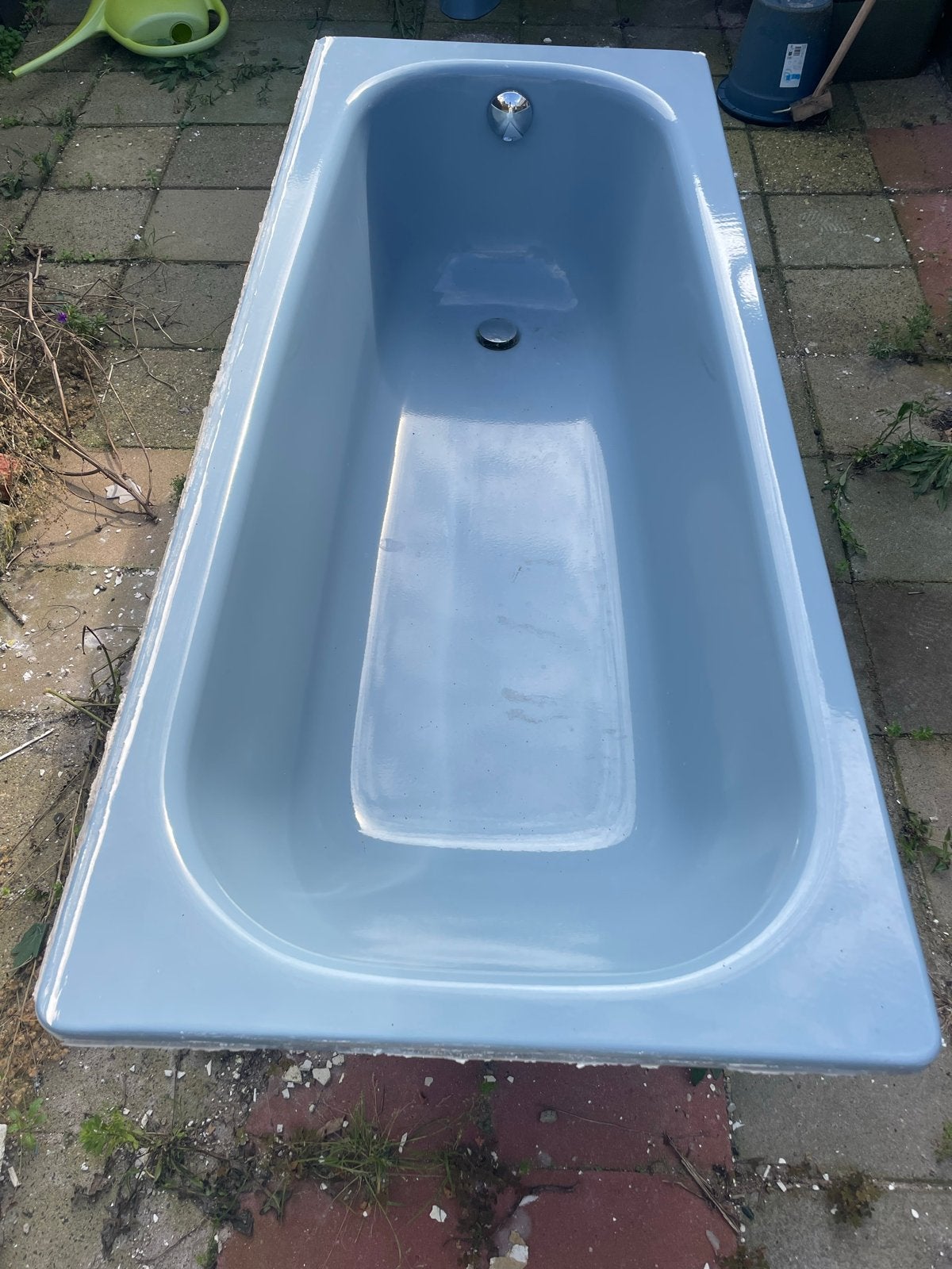 Vintage bad en wasbak - Lichtblauw, Ophalen, Gebruikt, Bad