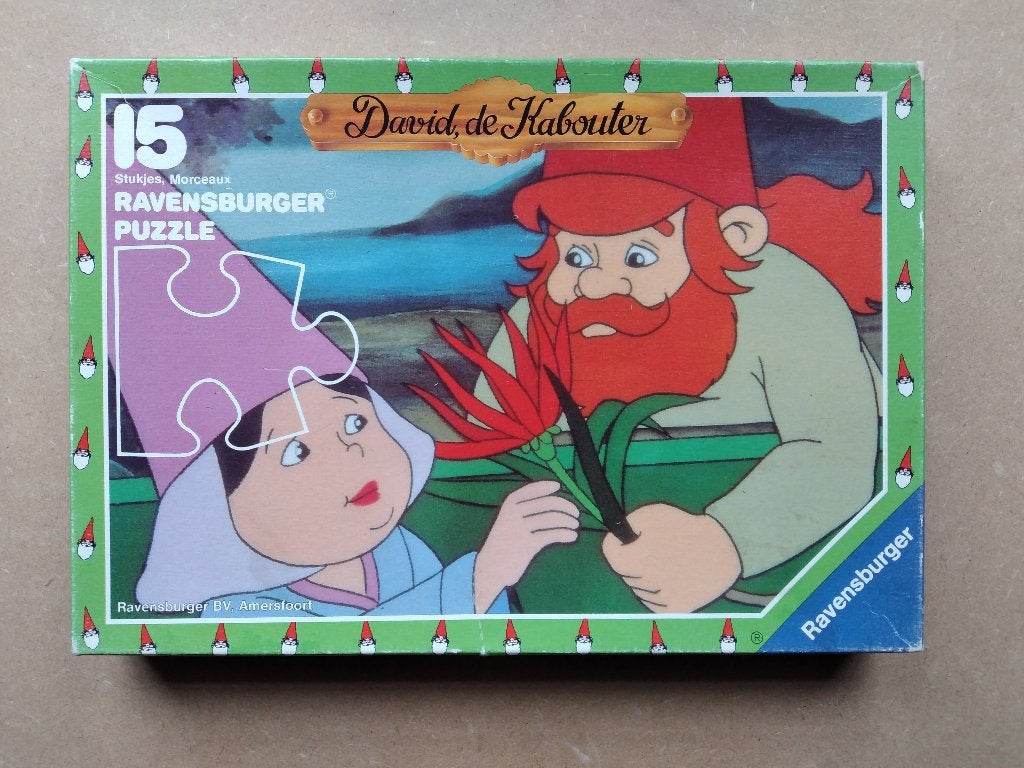 Puzzel - David, de Kabouter. Vintage., Hobby en Vrije tijd, Ophalen of Verzenden, Minder dan 500 stukjes, Gebruikt, Legpuzzel