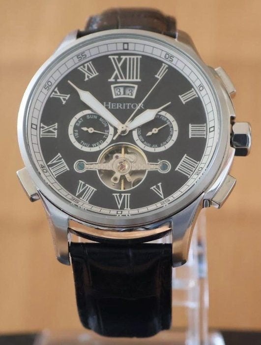 Horloge open hart, Overige merken, Leer, Staal, Polshorloge