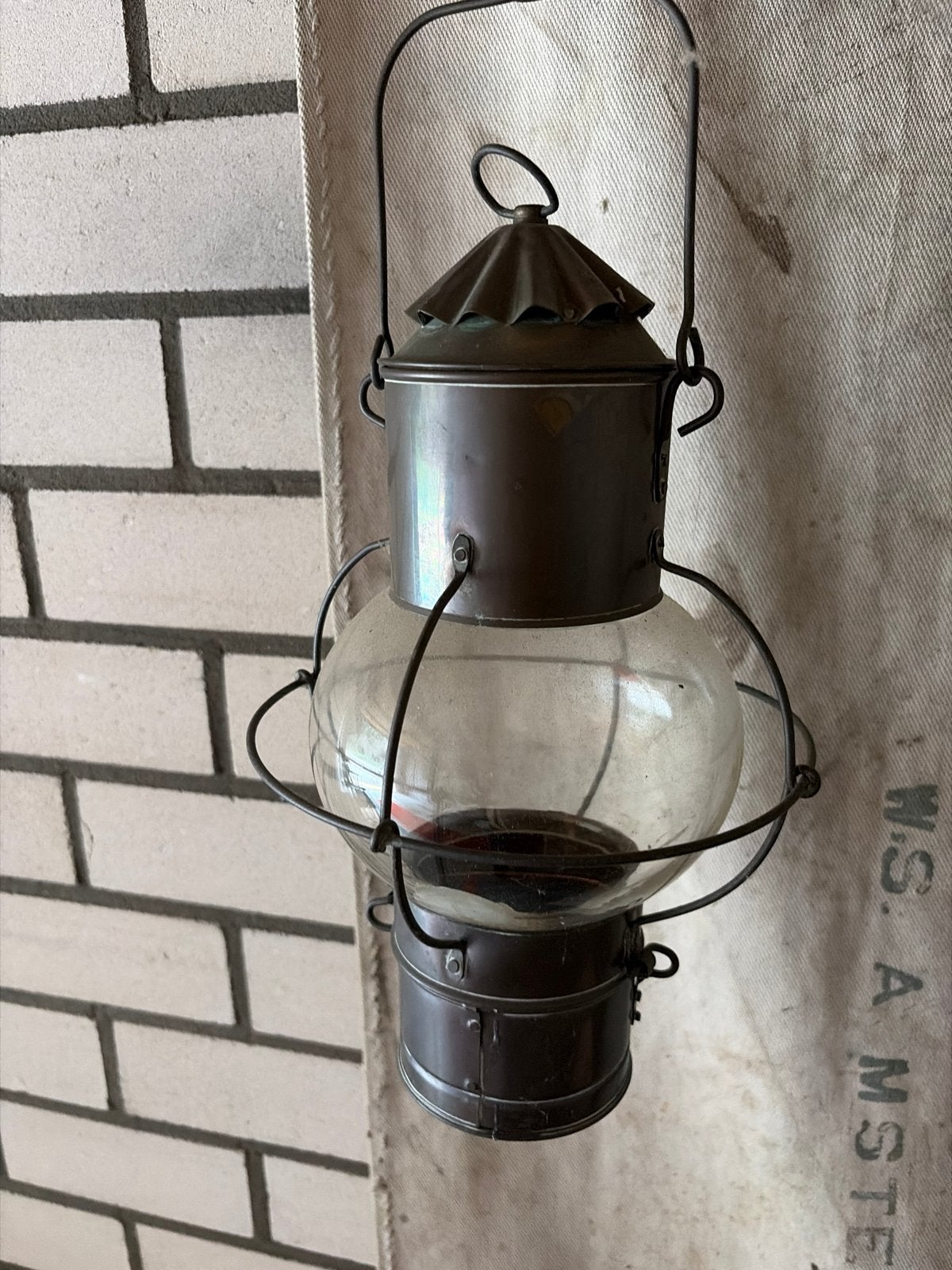 Antieke scheepslamp / olielamp, Antiek en Kunst, Antiek | Lampen, Ophalen
