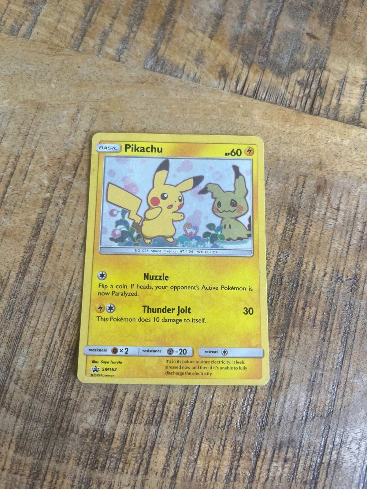 Pikachu & Mimikyu Pokémon Kaart SM162, Ophalen of Verzenden, Zo goed als nieuw, Losse kaart